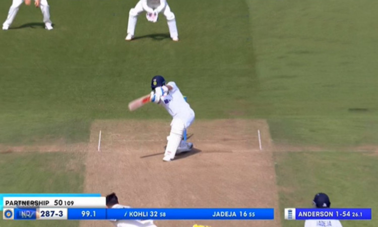 Cricket Image for India Vs England Virat Kohli Cover Drive Off James Anderson Ball Watch Video