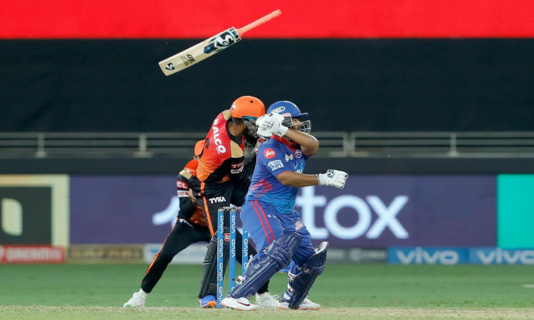 Rishabh Pant's sends bat flying while playing a shot vs SunRisers Hyderabad