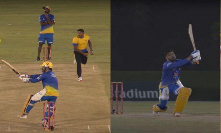 Cricket Image for VIDEO : मैदान पर दिखा धोनी का हेलीकॉप्टर शॉट धूम-धड़ाका, पहले मैच से जमकर बरसाए चौ