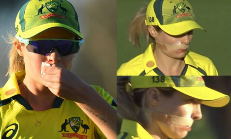 Cricket Image for Australia Women Vs India Women Sophie Molineux Copping A Nasty Bouncing Ball To He
