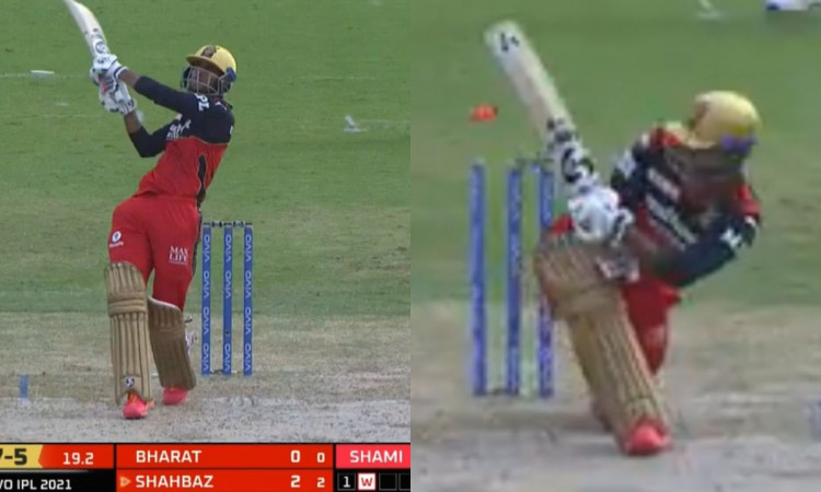 99 meters six from Shahbaz Ahmed, Mohammed Shami knocks him over next ball to get his revenge
