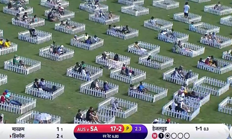 Cricket Image for Aus Vs Sa To Maintain Social Distancing Fans Spotted In Special Seating Arrangemen