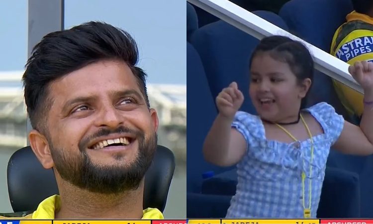 Cricket Image for Csk Vs Pbks Suresh Raina Reacts After Ms Dhoni Daughter Ziva Dance Watch Video