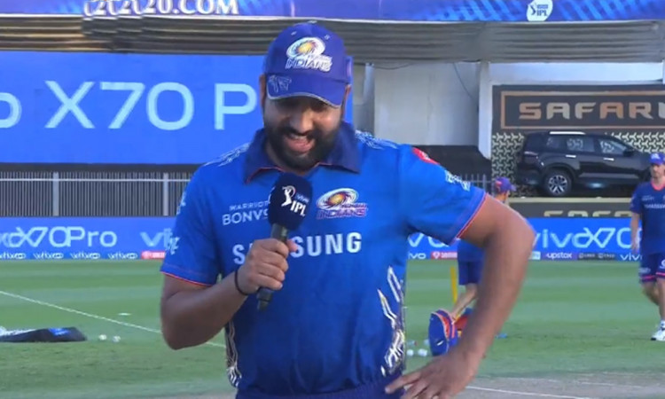 Cricket Image for Rr Vs Mi Rohit Sharma Unusual Way Of Calling The Toss Watch Video