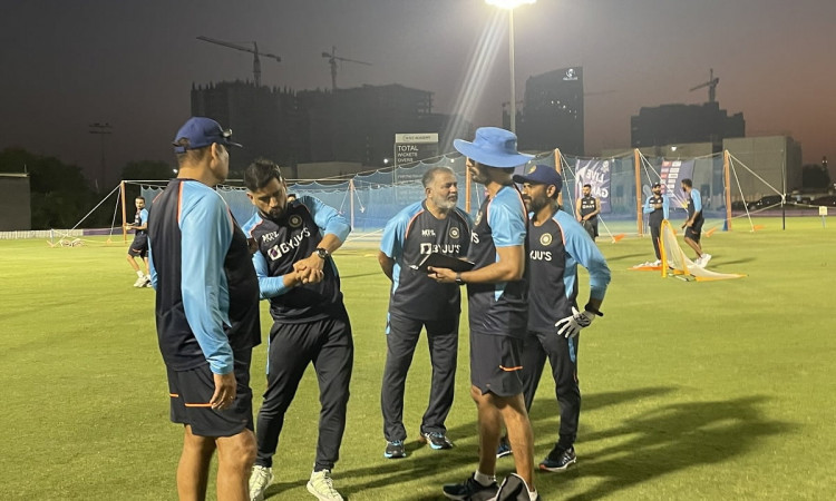 Cricket Image for Mentor Dhoni Joins Team As India Begins Training For T20 World Cup