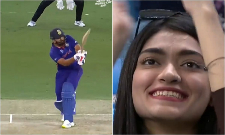 Cricket Image for VIDEO : रोहित का छक्का देखकर, झूम उठी स्टैंड में बैठी फैनगर्ल