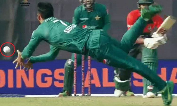Cricket Image for Ban Vs Pak Shadab Khan Brilliant Catch To Dismiss Najmul Hossain Shanto Watch Vide