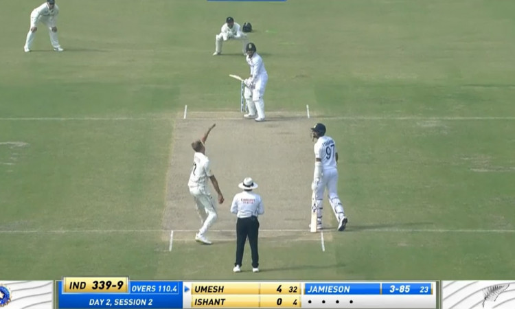 Cricket Image for Ind Vs Nz Day 2 Umesh Yadav Six To Kyle Jamieson Watch Video