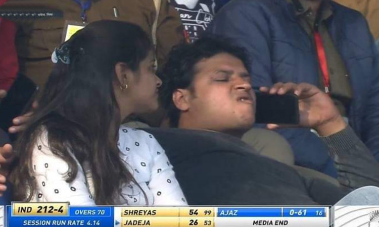 Cricket Image for India Vs New Zealand Fan Was Seen Watching The Match With Gutkha In His Mouth
