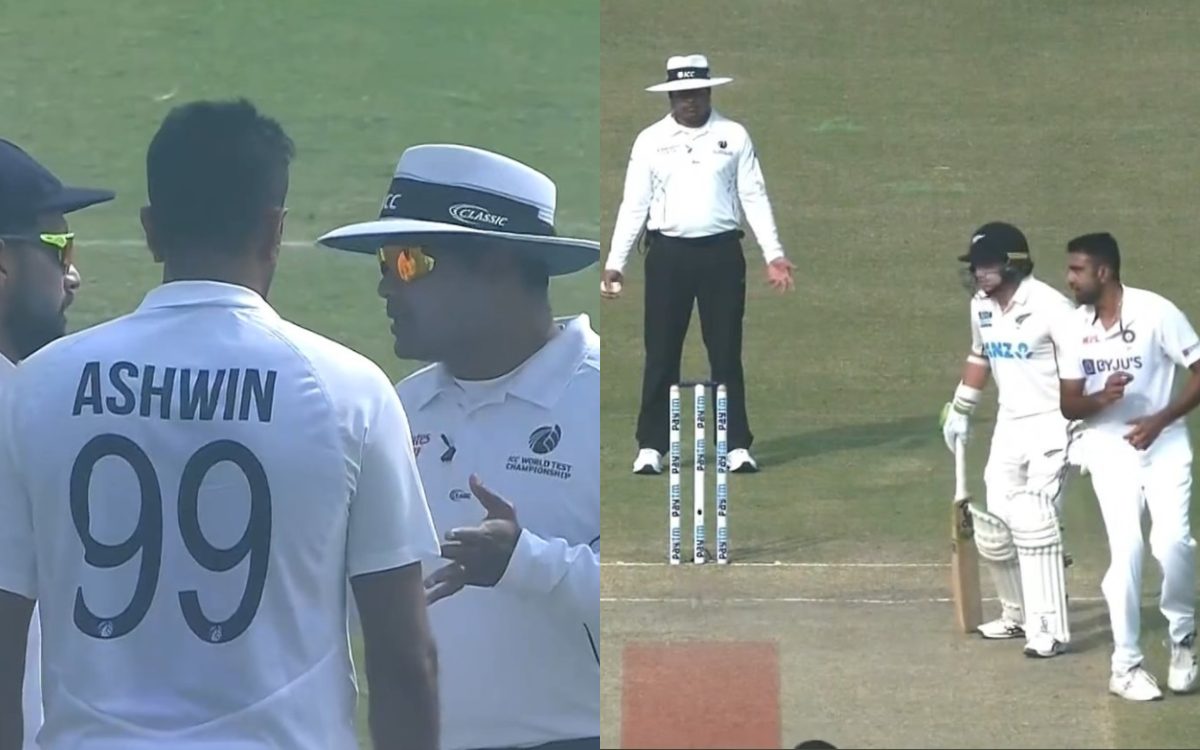 Cricket Image for India Vs New Zealand R Ashwin Heated Argument With Umpire Nitin Menon Watch Video