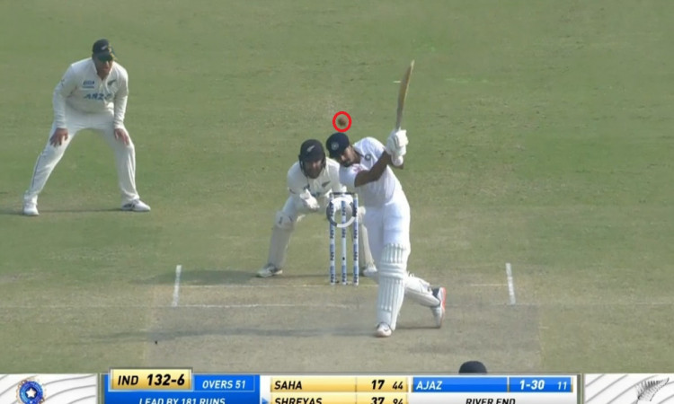 Cricket Image for India Vs New Zealand Shreyas Iyer Brilliant Six Off Ajaz Patel Over Watch Video