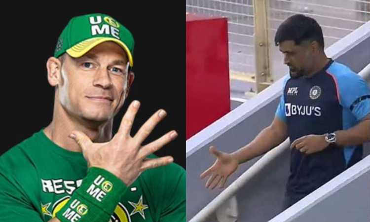 WWE superstar John Cena shares Dhoni's picture from Men’s T20 World Cup