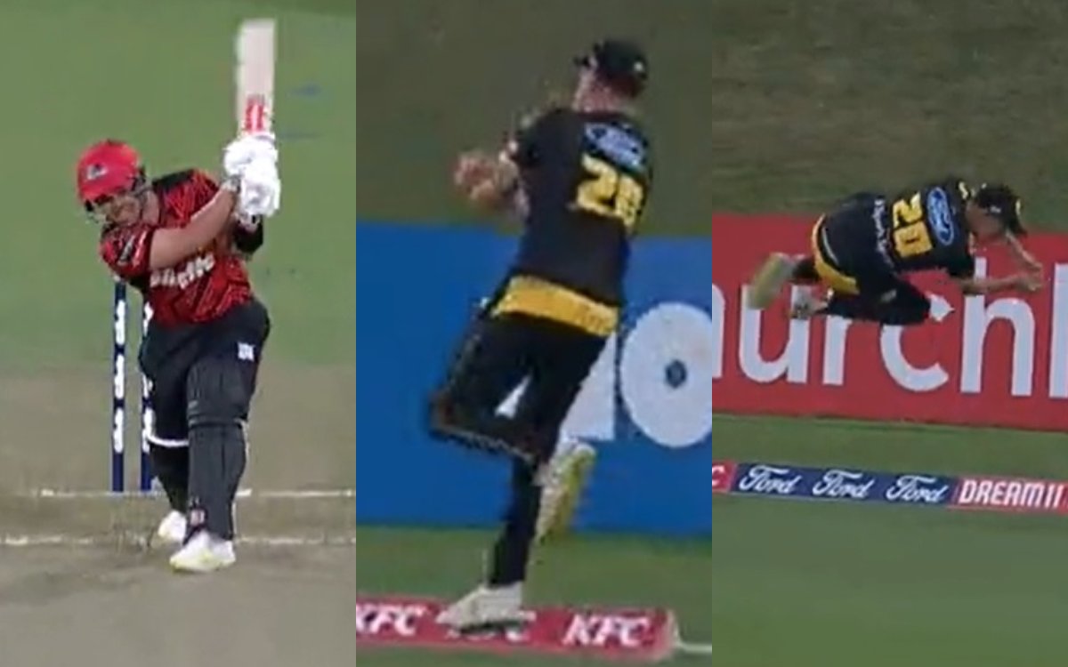  New Zealand Player Nathan Smith unbelievable catch in Super Smash,Watch Video