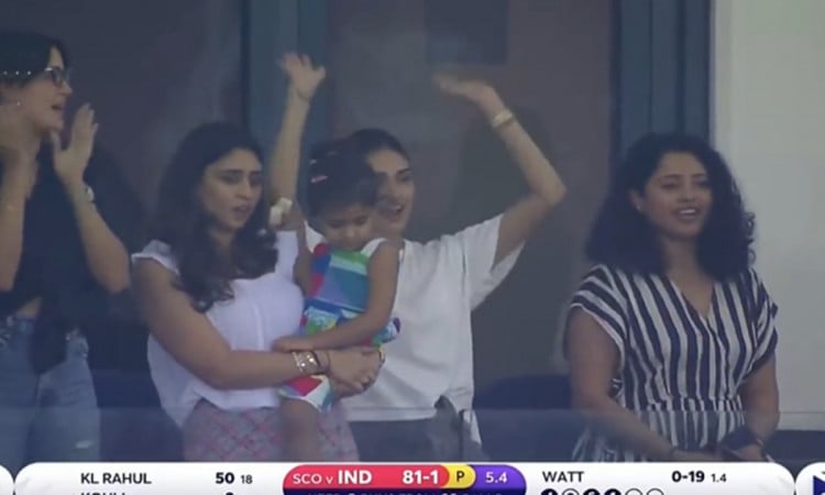 Cricket Image for T20 World Cup 2021 Athiya Shetty Enjoys Kl Rahul 50 Against Scotland Watch Video