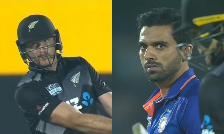 Cricket Image for VIDEO : चाहर और गुप्टिल के बीच दिखी 'आंखों की गुस्ताखियां', 10 सेकेंड तक घूरते ही 