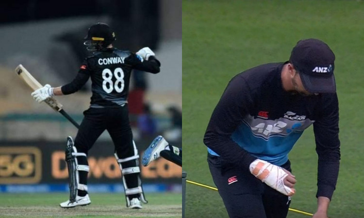 Cricket Image for VIDEO : टूटे हाथ के साथ कॉनवे ने लूटी महफिल, फाइनल से पहले तोड़ लिया था खुद का हाथ