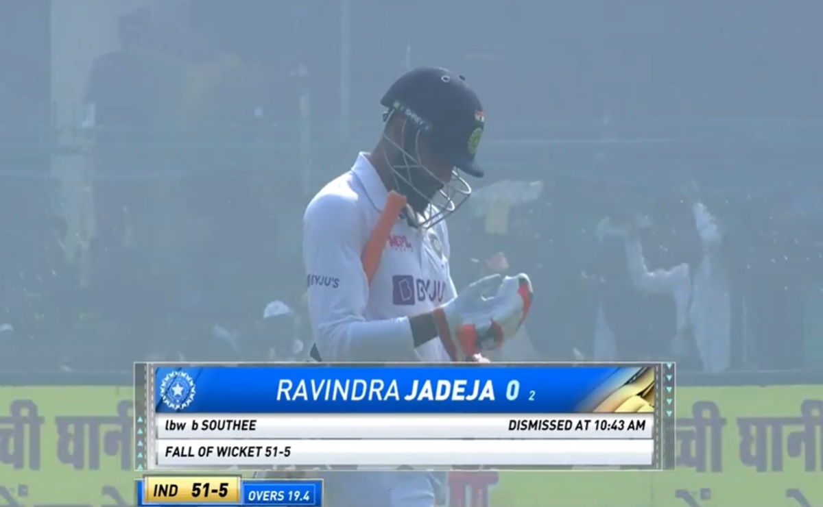 Cricket Image for India Vs New Zealand Tim Southee Got Ravindra Jadeja Wicket Watch Video