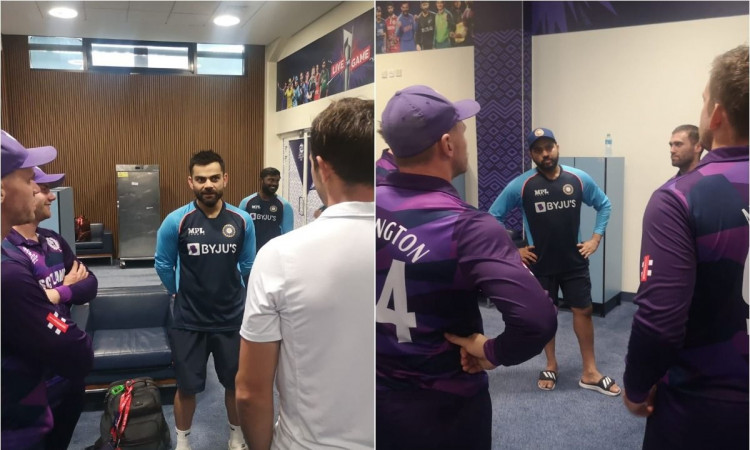 Cricket Image for Team India Shows 'Spirit Of Cricket', Visit Scottish Players' Dressign Room After 
