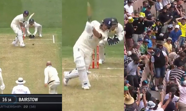 Ben Stokes launches Nathan Lyon 15 rows back,Watch Video