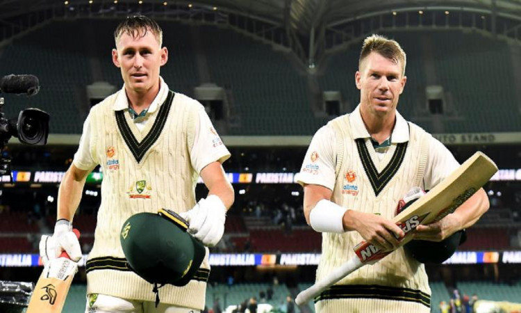 Cricket Image for Ashes : डेविड वार्नर और मार्नस लाबुस्चागने की अर्धशतकों से दूसरे दिन ऑस्ट्रेलिया न