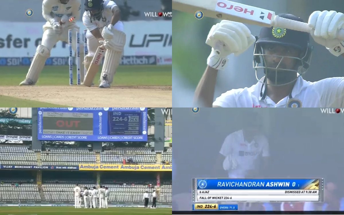  Ravichandran Ashwin signals for DRS after being bowled by Ajaz Patel, watch video