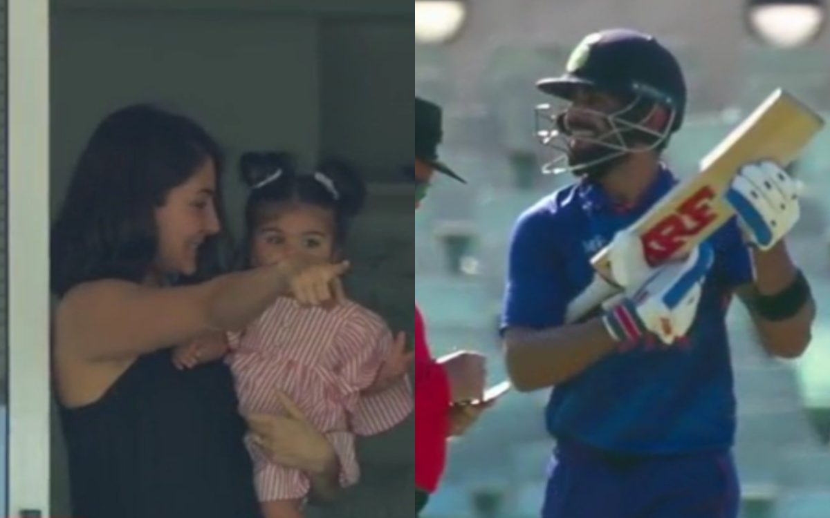 Cricket Image for VIDEO : 'वो देखो पापा ने हाफ सेंचुरी लगा दी', अनुष्का और वामिका का वीडियो हुआ वायर