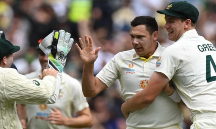 Cricket Image for Ashes: Australia's Scott Boland & Cameron Green Celebrate 4-0 Series Win