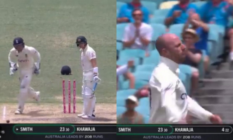 Cricket Image for VIDEO : आउट होने के बाद नहीं हुआ स्मिथ को यकीन, देखने लायक था लीच का जश्न