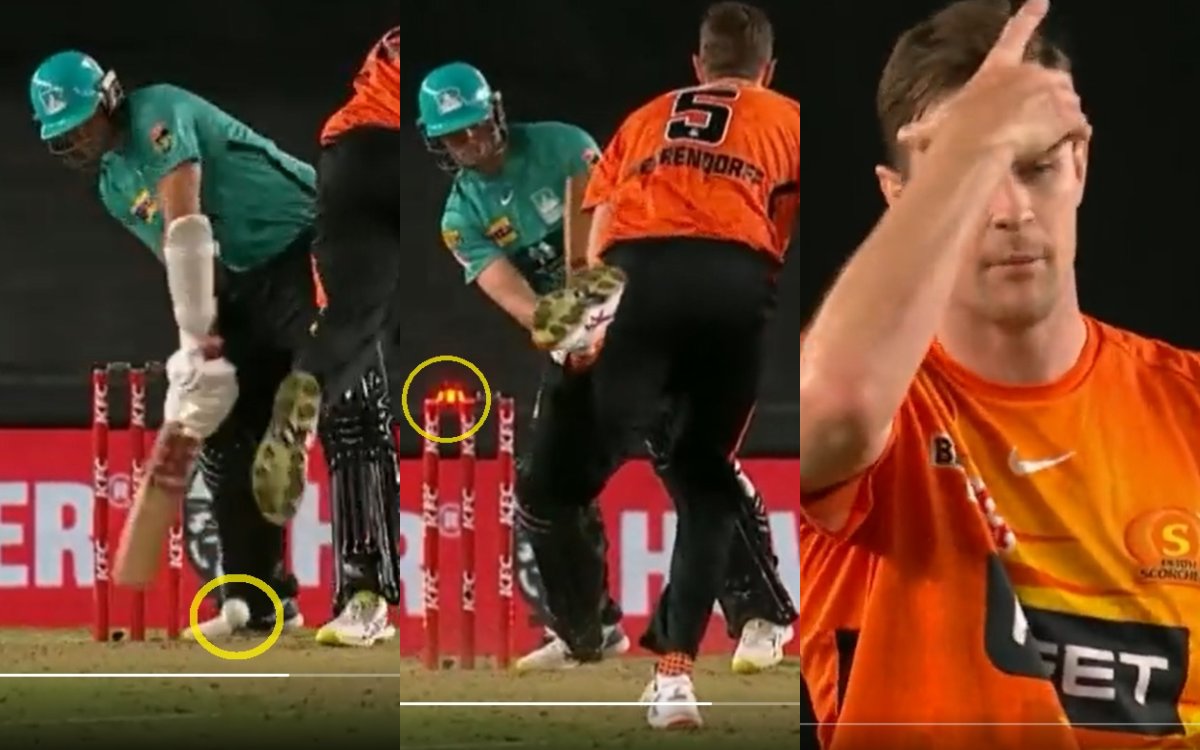 ball hit pad, then stump and Mark Steketee escapes with a bye, Jason Behrendorff couldn't believe it