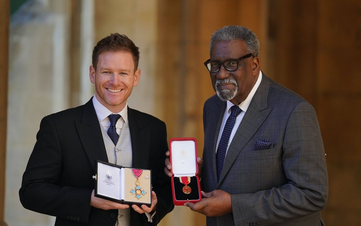 Cricket Image for Clive Lloyd Receives Knighthood, Eoin Morgan Collects CBE At Windsor Castle