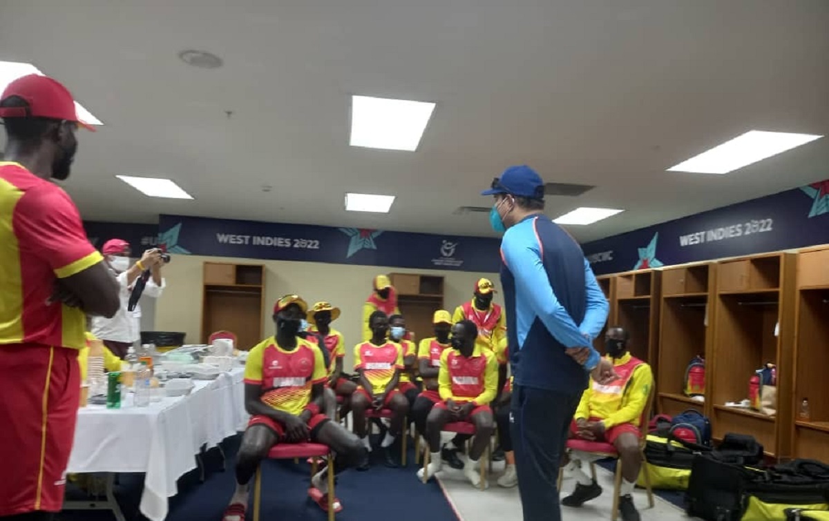 Cricket Image for VVS Laxman Gives A Pep Talk To 'Sad' Looking U19 Uganda Team In Dressing Room