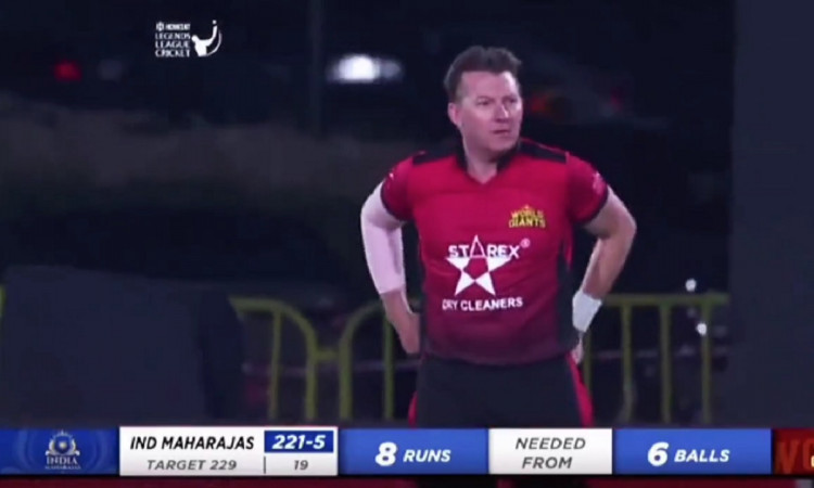 Cricket Image for WATCH: Brett Lee Defends 8 Runs In Last Over Against India Maharajas 