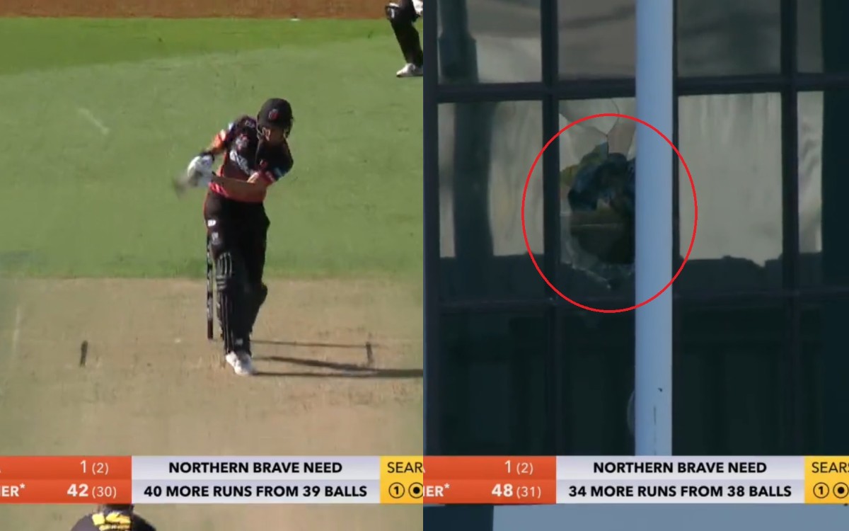 Cricket Image for Watch: Mitchell Santner Smashes The Window Of New Zealand Cricket Museum With A Si