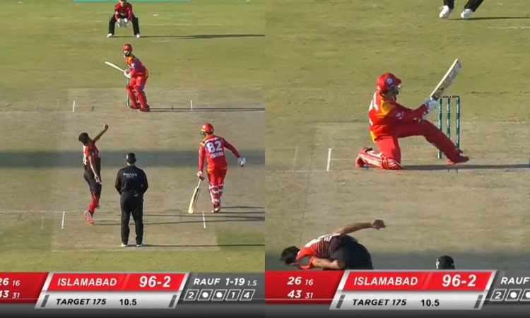 Cricket Image for VIDEO : शादाब खान ने गेंदबाज को दिखाया आईना, घुटने पर बैठकर जड़ दिया हैरतअंगेज छक्