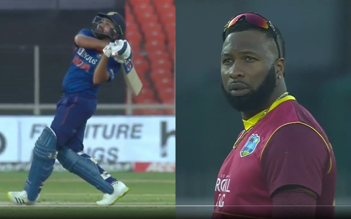 Cricket Image for VIDEO : हिटमैन का छक्का देखकर हक्के-बक्के रह गए पोलार्ड, कैमरे में कैद हुआ रिएक्शन