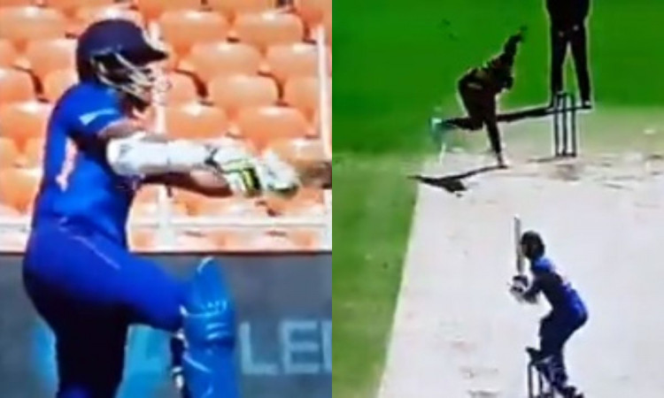 Cricket Image for VIDEO : 14 डॉट खेलकर 15वीं बॉल पर लगाया धवन ने छक्का, देखते रह गए केमार रोच