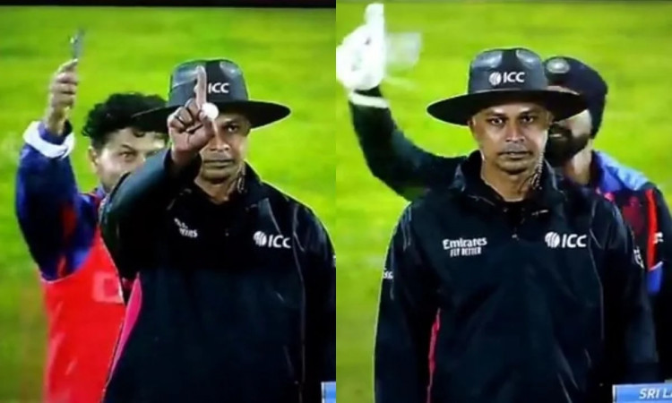 Cricket Image for WATCH: Siraj And Kuldeep Imitate The Umpire; 'Punished' With An Elbow To Guts