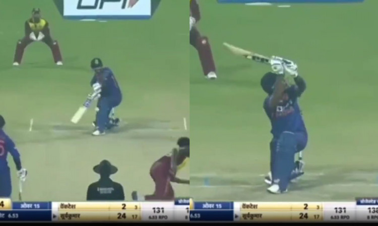 Cricket Image for WATCH: Suryakumar Yadav Sweeps West Indies Pacer For A Six!