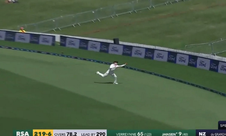 Cricket Image for NZ v SA: Will Young's Stunning Catch At The Boundary, WATCH Video