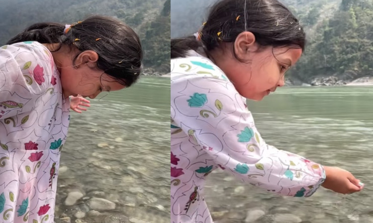 CSK captain MS Dhoni daughter ziva dhoni visits banks of ganges