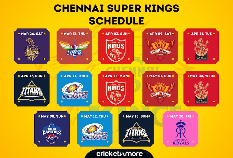 Chennai Super Kings IPL 2022 Schedule