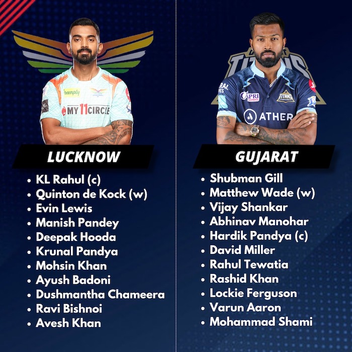 Gujarat Titans v Lucknow Super Giants Playing XI