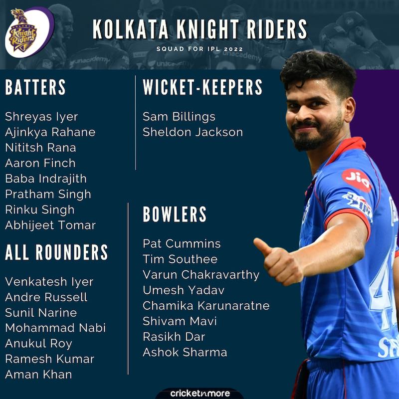 Kolkata Knight Riders squad IPL 2022
