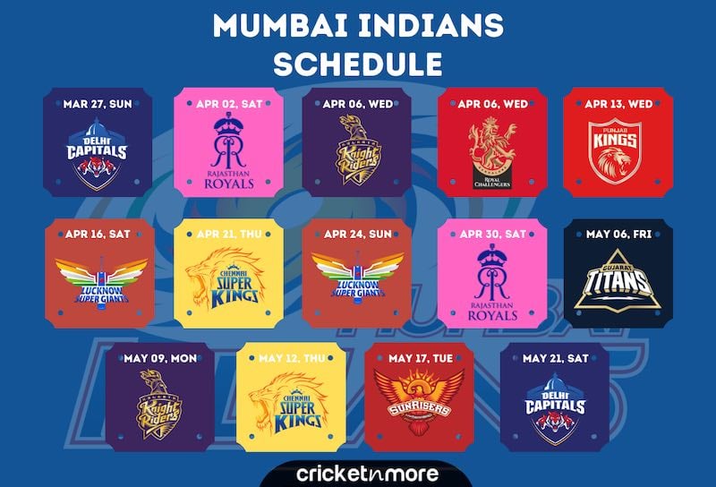Mumbai Indians Schedule IPL 2022