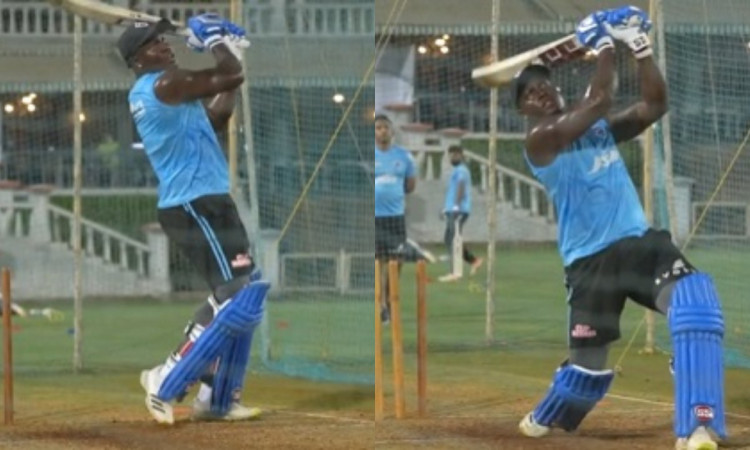 Cricket Image for VIDEO : पॉवेल ने प्रैक्टिस में दिखाया ताकत का ट्रेलर, खड़े-खड़े लगाए गगनचुंबी छक्क