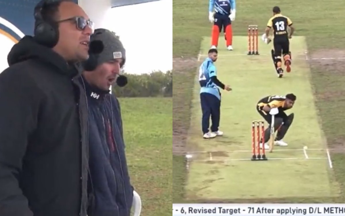 European Cricket League Match Funny Video Of Batsman Hit On Guard And  Commentators Laughing in Hindi - VIDEO : 'हंसी का अखाड़ा' बना यूरोपियन  प्रीमियर लीग, 2 मिनट तक हंसते रहे कमेंटेटर ...