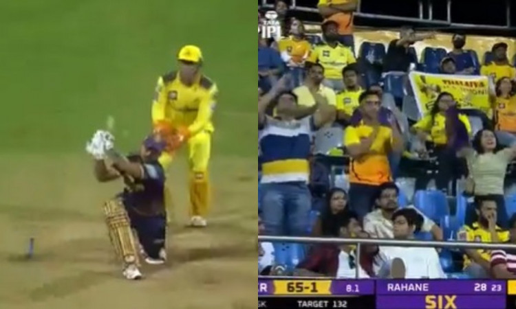 Cricket Image for VIDEO : राणा जी ने जड़ा 87 मीटर का 'No Look Six', झूम उठे केकेआर के फैंस