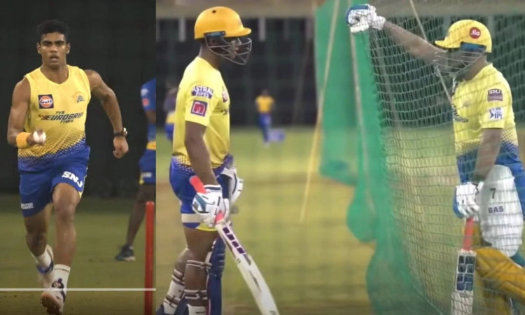 Cricket Image for VIDEO : धोनी ने दिए हंगरगेकर को टिप्स, उसके बाद नेट्स में लगाया लंबा छक्का