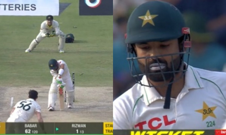 Cricket Image for VIDEO : स्टार्क की गेंद पर रिज़वान हुए 'नतमस्तक', बोल्ड होने के बाद 5 सेकेंड तक दे