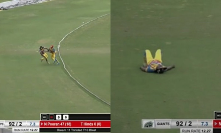Cricket Image for VIDEO : 'नज़र हटी और दुर्घटना घटी', बाउंड्री पर हुई दो खिलाड़ियों की भीषण टक्कर